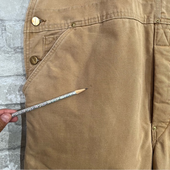 Vintage Carhartt Men's 48 Duck Canvas Bib Suspender Overalls Tan Carpenter Pants - Picture 10 of 14